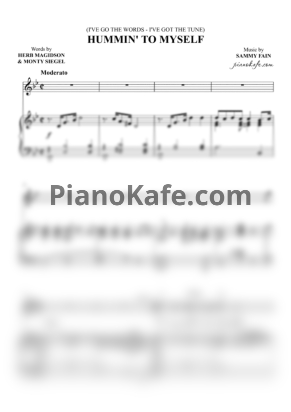 Ноты Sammy Fain - Hummin' to Myself (I've go the words - I've got the tune) - PianoKafe.com