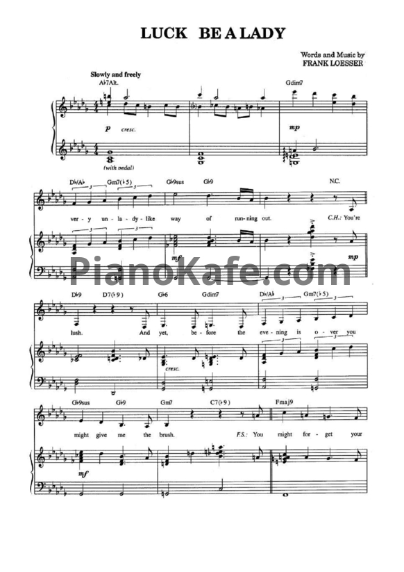 Ноты Frank Sinatra - Luck be a lady - PianoKafe.com