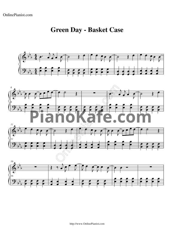 Ноты Green Day - Basket case - PianoKafe.com