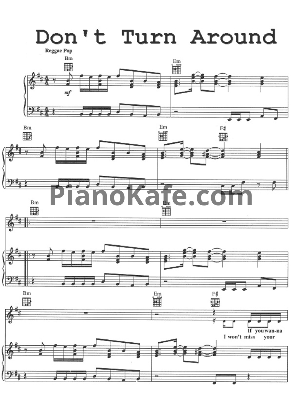 Ноты Ace of Base - Don't turn around - PianoKafe.com