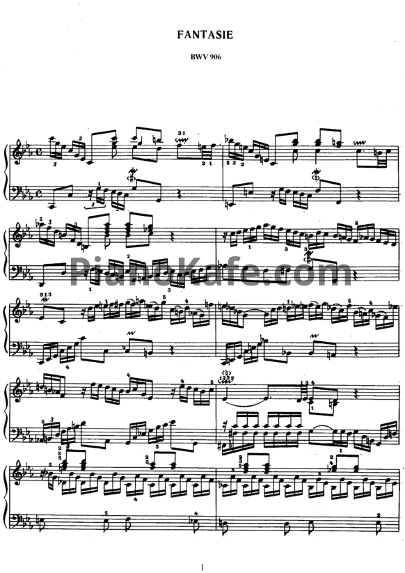 Ноты И. Бах - Фантазия и неоконченная фуга до минор (BWV 906) - PianoKafe.com