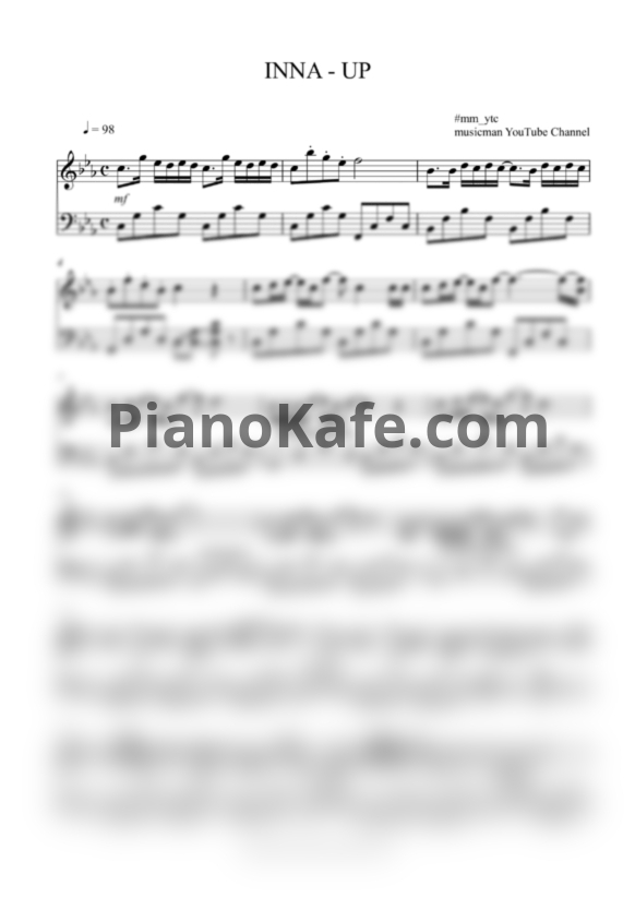 Ноты Inna - Up (Piano cover) - PianoKafe.com