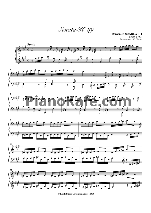 Ноты Д. Скарлатти - Соната K39 - PianoKafe.com
