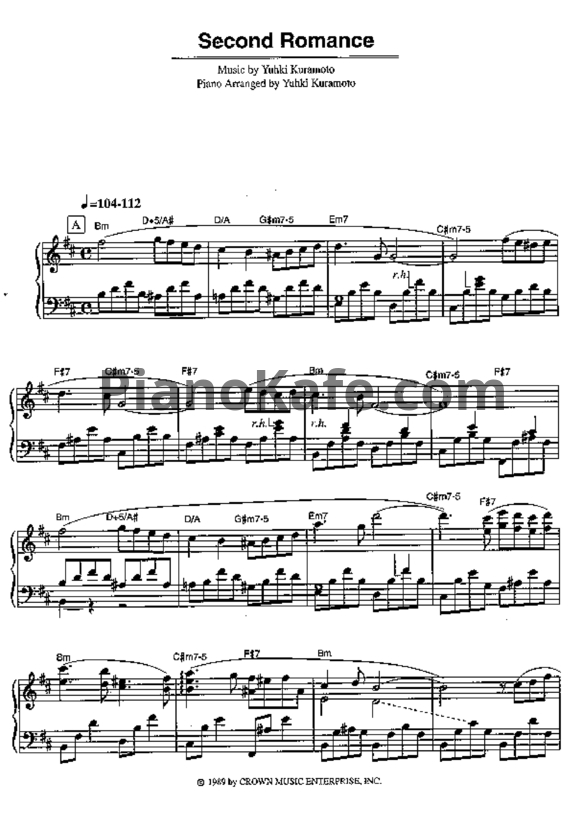 Ноты Yuhki Kuramoto - Second Romance - PianoKafe.com