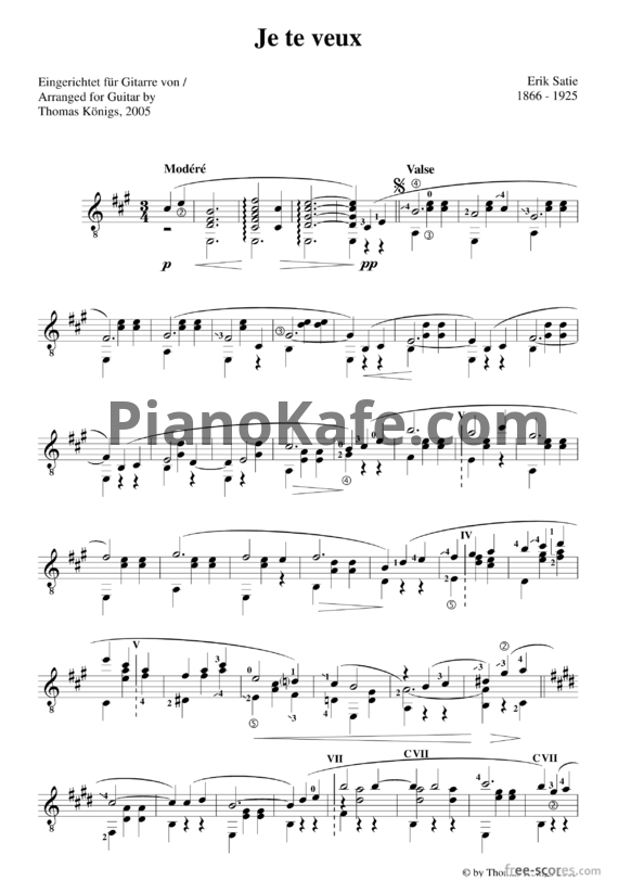 Ноты Erik Satie - Je te veux - PianoKafe.com