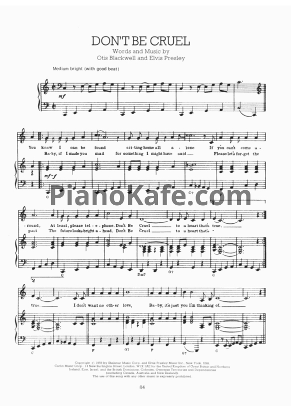 Ноты Elvis Presley - Don't be cruel (Версия 2) - PianoKafe.com