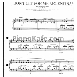 Ноты Madonna - Don't cry for me Argentina (Версия 2) - предпросмотр