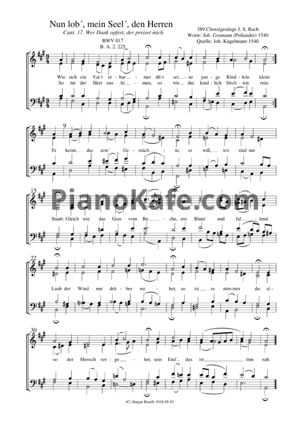 Ноты И. Бах - Nun lob', mein Seel', den Herren (BWV 017) - PianoKafe.com