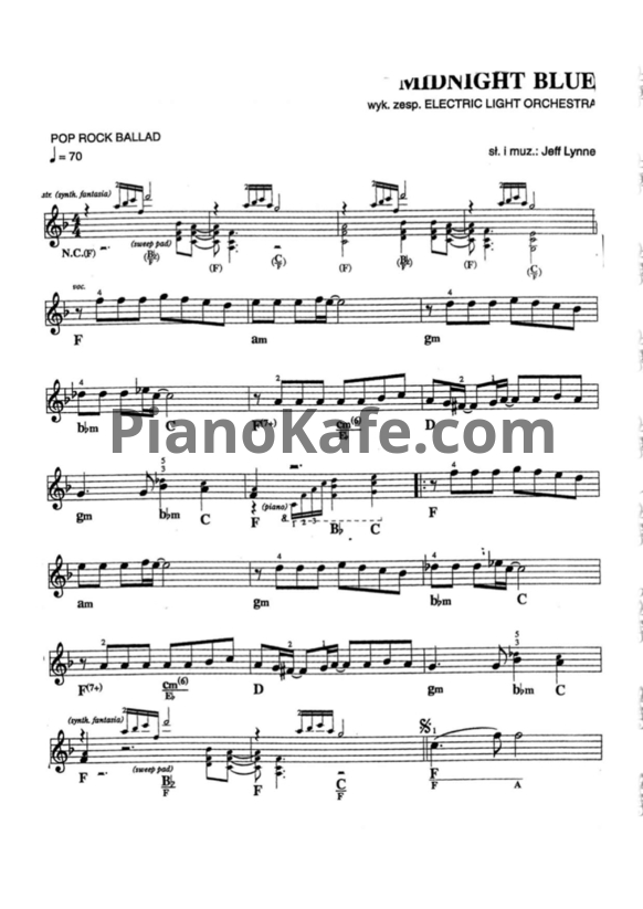 Ноты Electric light orchestra - Midnight blue - PianoKafe.com