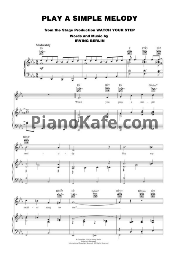 Ноты Irving Berlin - Play a simple melody - PianoKafe.com