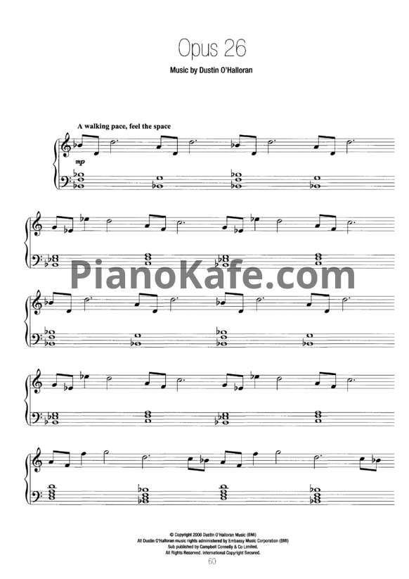 Ноты Dustin O'Halloran - Opus 26 - PianoKafe.com