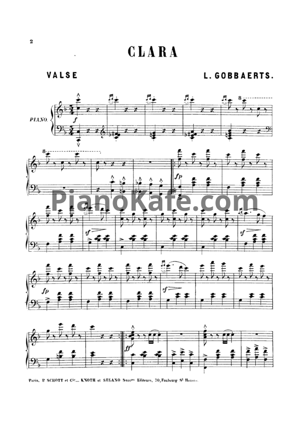 Ноты Л. Гоббартс - Клара. Вальс для фортепиано (Op. 18) - PianoKafe.com