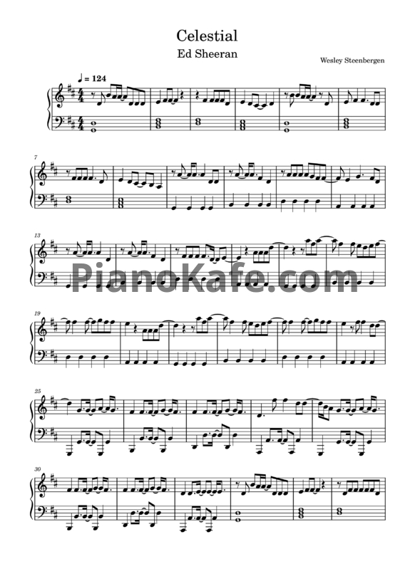 Ноты Ed Sheeran, Pokémon - Celestial - PianoKafe.com