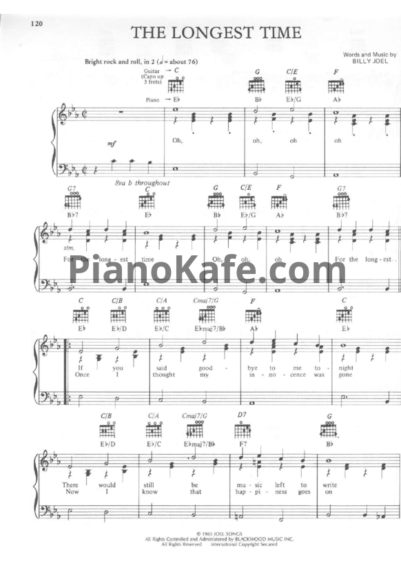 Ноты Billy Joel - The longest time - PianoKafe.com