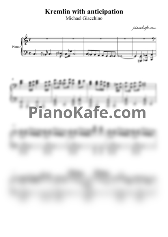 Ноты Michael Giacchino - Kremlin with anticipation - PianoKafe.com