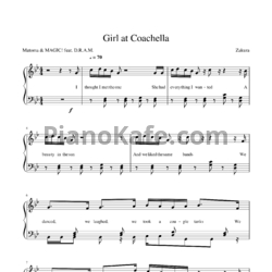 Ноты Matoma feat. MAGIC! & D.R.A.M. - Girl at coachella