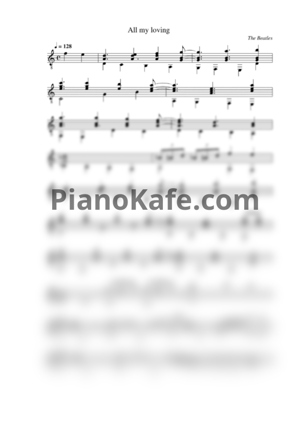 Ноты The Beatles - All my loving (гитара) - PianoKafe.com