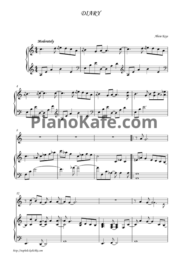 Ноты Alicia Keys - Diary - PianoKafe.com