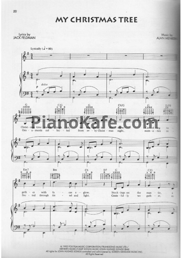 Ноты Alan Menken - My Christmas tree - PianoKafe.com
