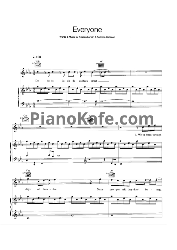 Ноты Backstreet Boys - Everyone - PianoKafe.com