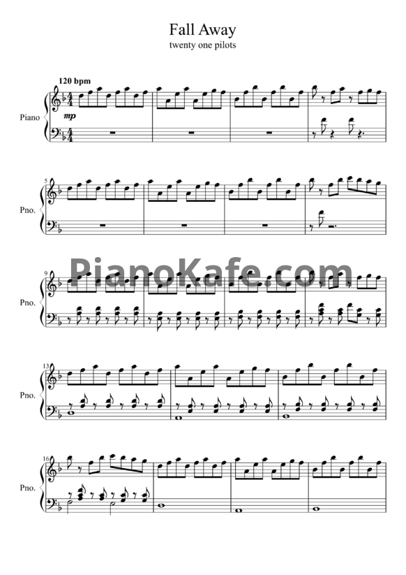Ноты Twenty one pilots - Fall away - PianoKafe.com