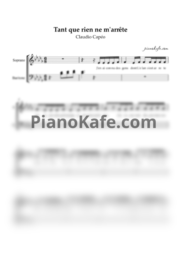 Ноты Claudio Capéo - Tant que rien ne m'arrête (Хоровая партитура) - PianoKafe.com
