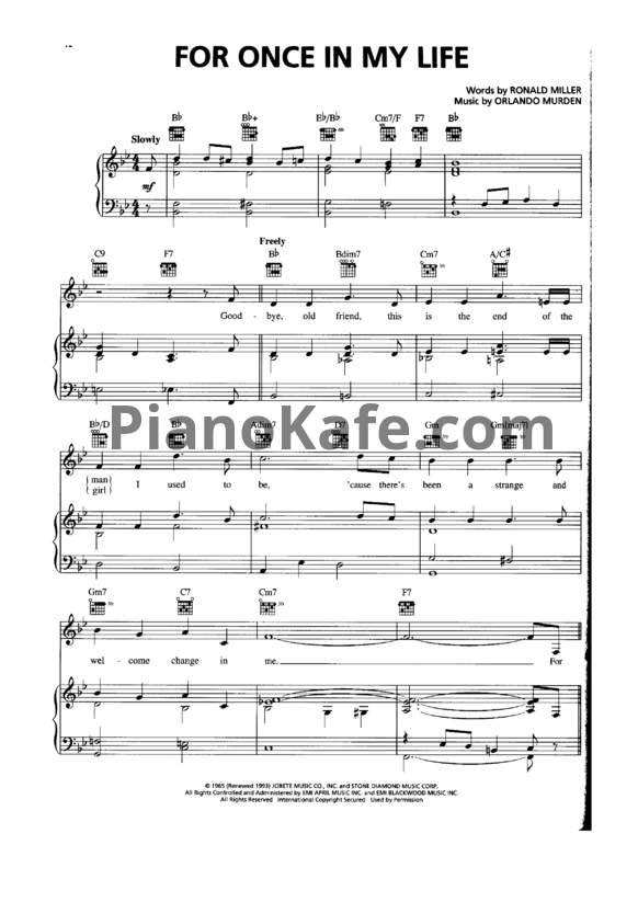 Ноты Michael Buble - For once in my life - PianoKafe.com