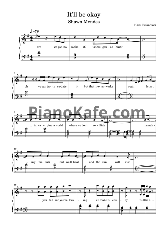 Ноты Shawn Mendes - It'll be okay - PianoKafe.com