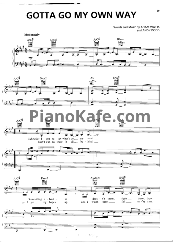 Ноты Andy Dodd - Gotta go my own way - PianoKafe.com