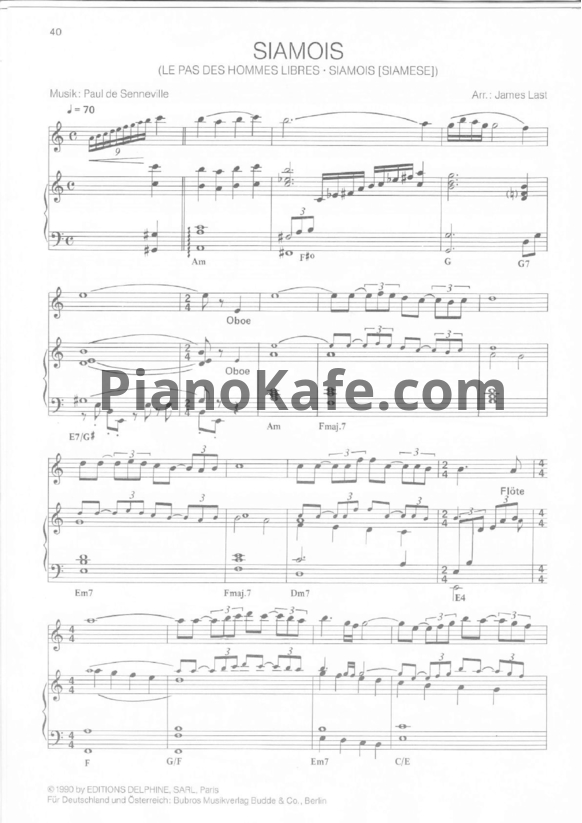 Ноты Paul de Senneville - Siamois - PianoKafe.com