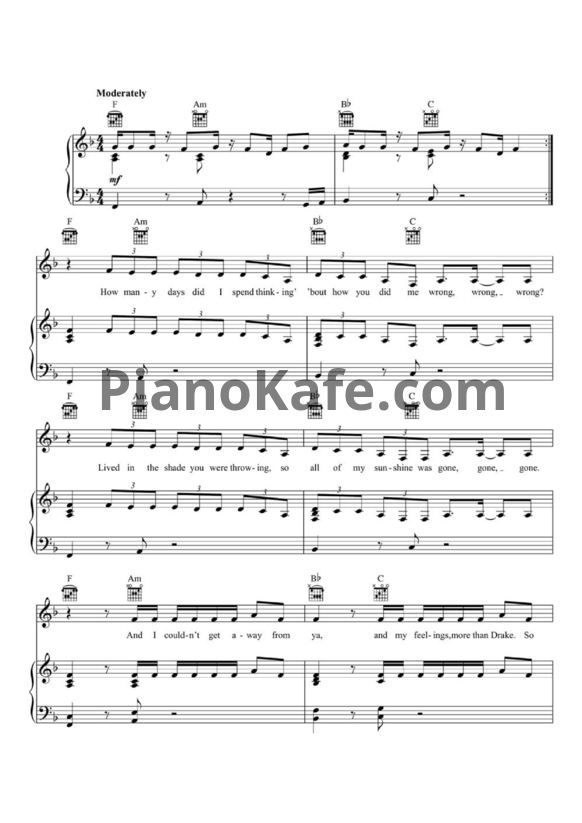 Ноты Taylor Swift - I forgot that you existed - PianoKafe.com