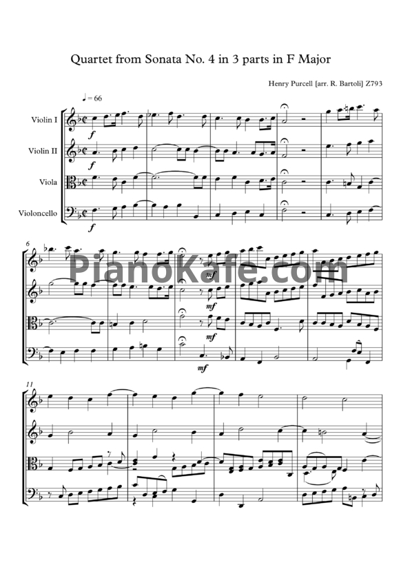 Ноты Генри Пёрселл - Трио-соната №4 в трех частях фа мажор (Z 793) - PianoKafe.com