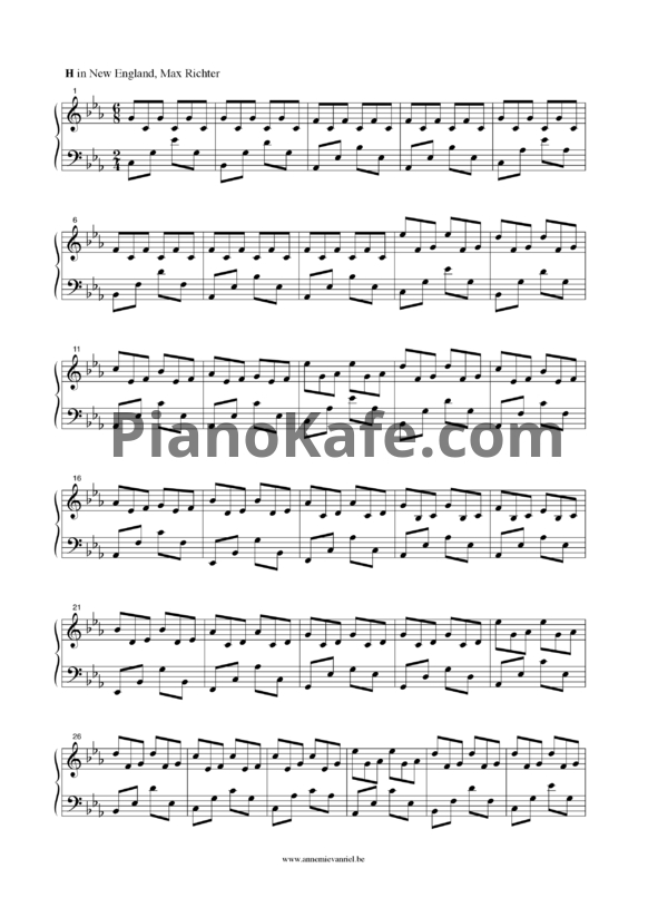 Ноты Max Richter - H in New England - PianoKafe.com