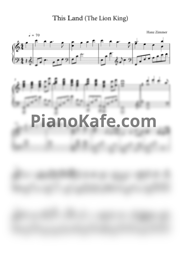 Ноты Hans Zimmer - This land - PianoKafe.com