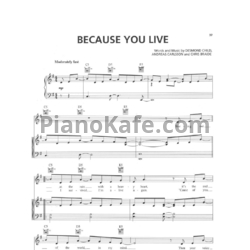 Ноты Jesse McCartney - Because you live - предпросмотр