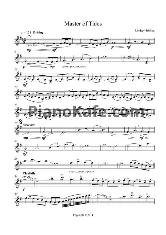 Ноты Lindsey Stirling - Master of tides - PianoKafe.com