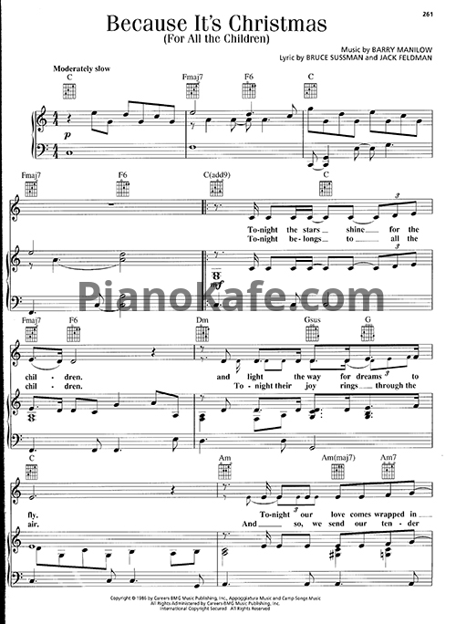 Ноты Barry Manilow - Because it's Christmas (For all the children) - PianoKafe.com
