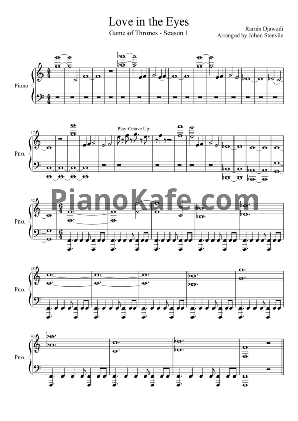 Ноты Ramin Djawadi - Love in the Eyes - PianoKafe.com
