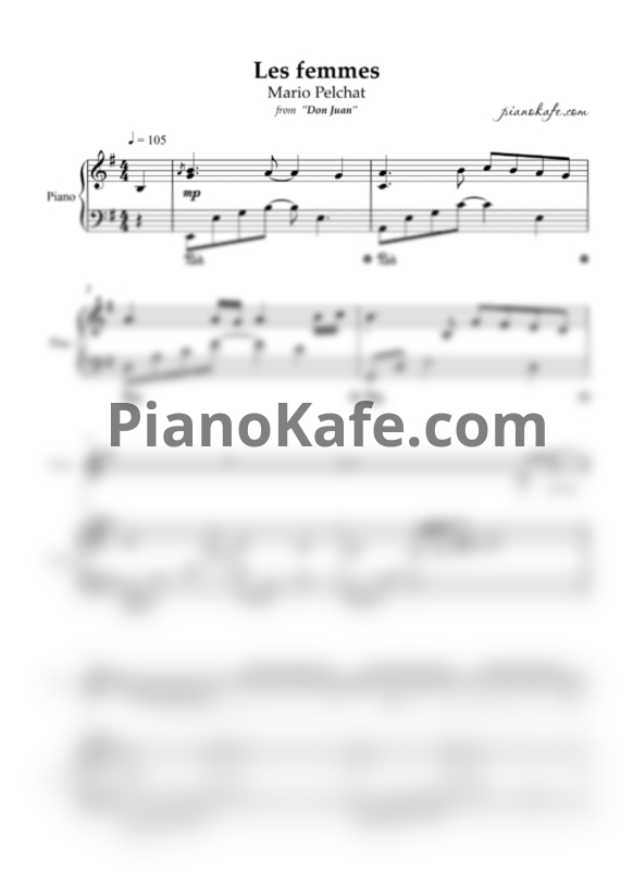 Ноты Mario Pelchat - Les femmes - PianoKafe.com
