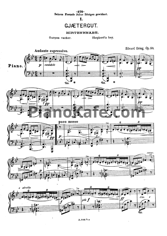 Ноты Эдвард Григ - Лирические пьесы (Oр. 54) - PianoKafe.com