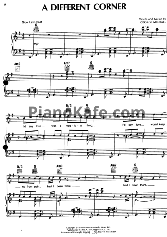 Ноты George Michael - A different corner - PianoKafe.com