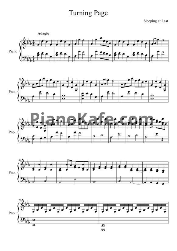 Ноты Sleeping at Last - Turning page - PianoKafe.com