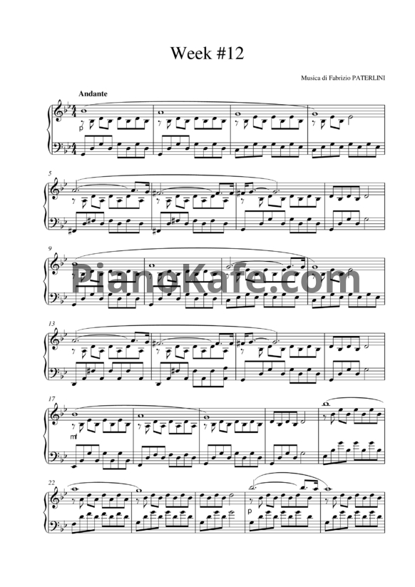 Ноты Fabrizio Paterlini - Week #12 - PianoKafe.com