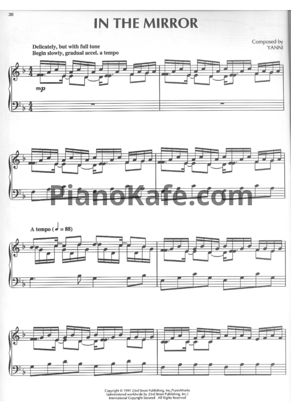 Ноты Yanni - In the mirrow - PianoKafe.com