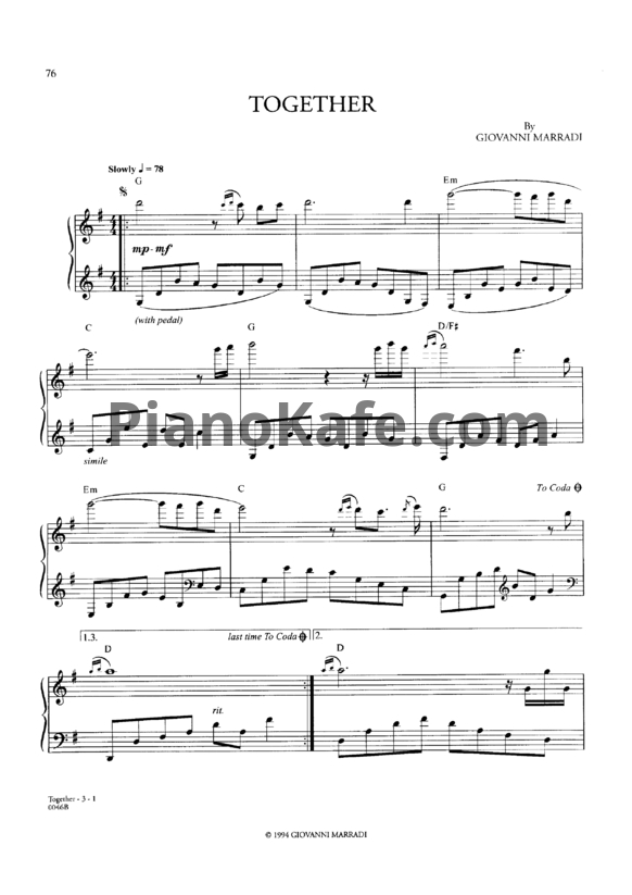 Ноты Giovanni Marradi - Together - PianoKafe.com