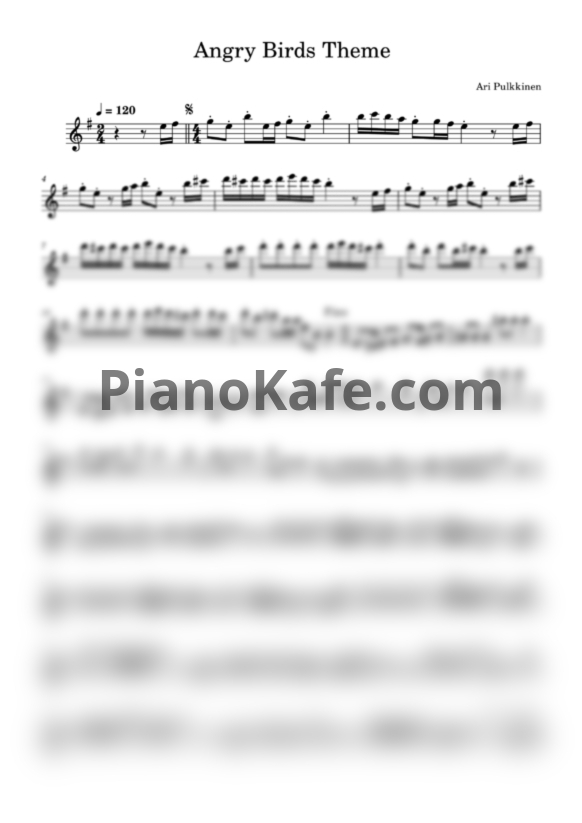 Ноты Ari Pulkkinen - Angry birds (Переложение для флейты) - PianoKafe.com
