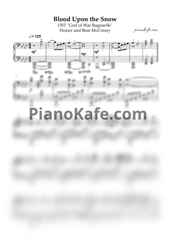 Ноты Hozier and Bear McCreary - Blood upon the snow (Piano cover) - PianoKafe.com