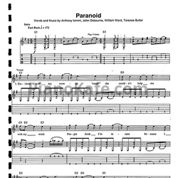Ноты Ozzy Osbourne - Paranoid (Guitar Tabs & Voice) - предпросмотр