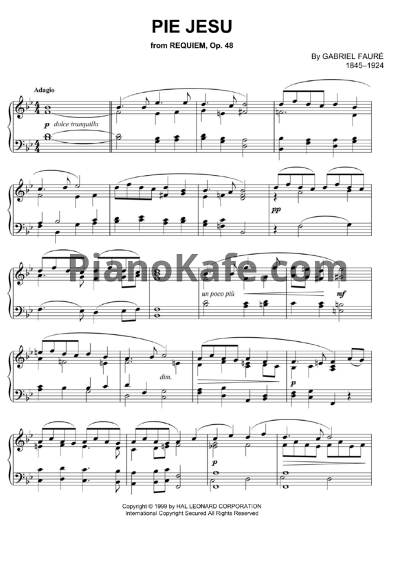 Ноты Gabriel Faure - Pie jesu (Op. 48) - PianoKafe.com