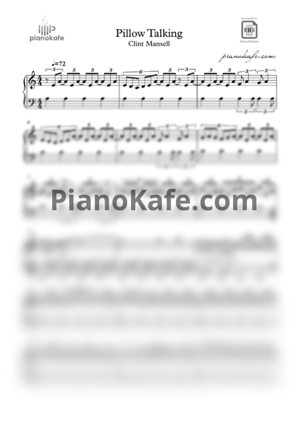 Ноты Clint Mansell - Pillow talking (Версия 2) - PianoKafe.com